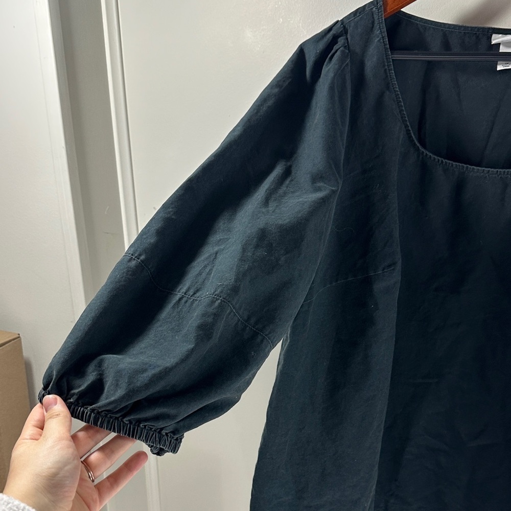Ava & Viv Elegant Black Blouse with Puffy Balloon Sleeves Size 1X - Picture 3 of 6